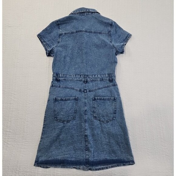J Gee Chambray Denim Shirt Dress Women's Medium Blue Western Boho Y2K NWT Snaps - Picture 8 of 13